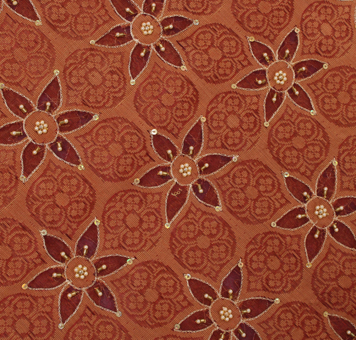 Sushila Vintage Peach HEAVY Saree Pure Silk Zari Embroidered Floral Sari Fabric