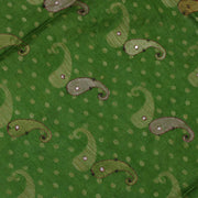 Sushila Vintage Green Indian Saree 100% Pure Silk Woven Mirror Work Sari Fabric