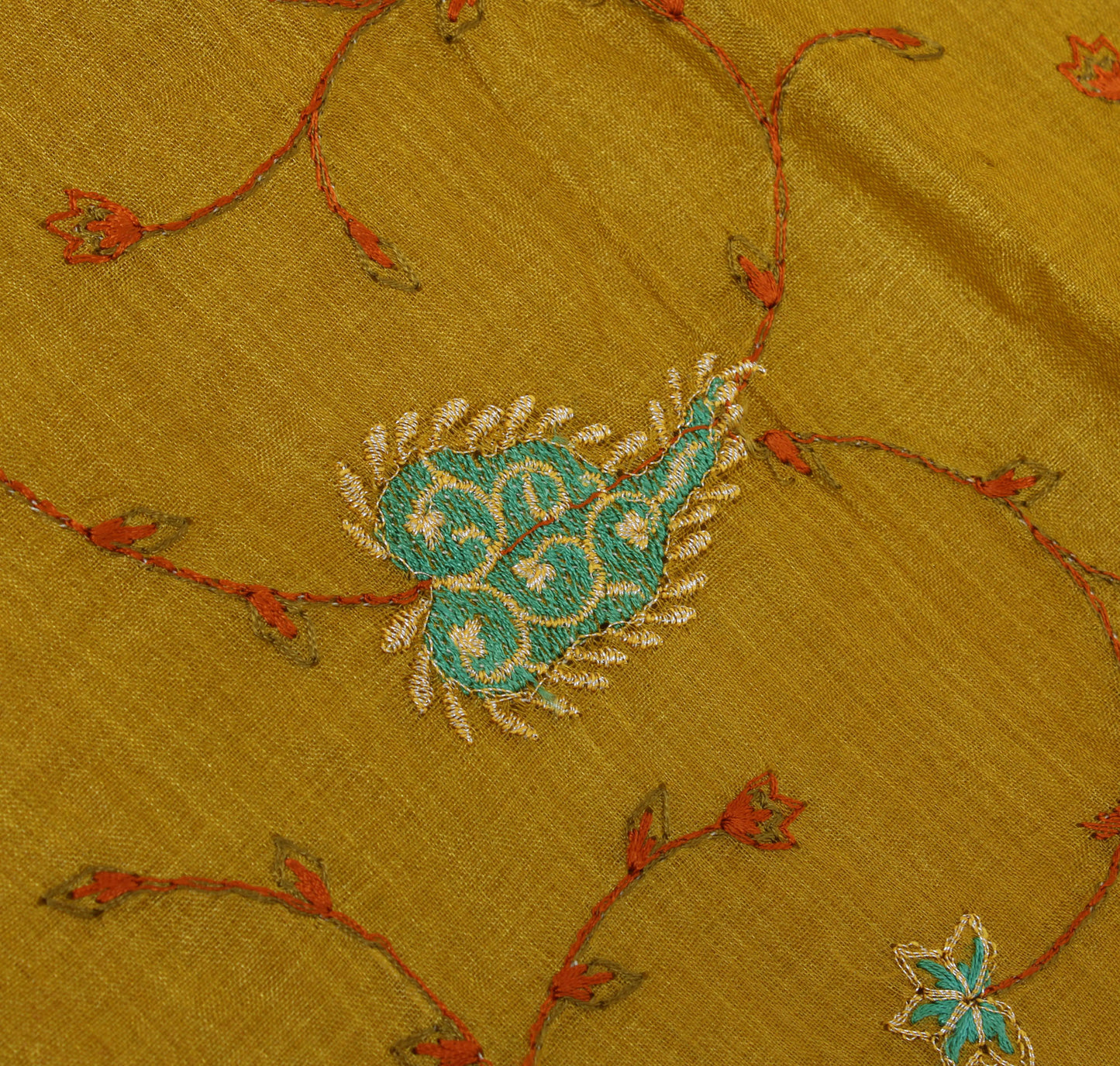 Sushila Vintage Green Saree Pure Silk Woven & Embroidered Floral Sari Fabric