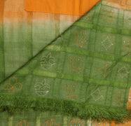 Sushila Vintage Green Saree 100% Pure Silk Embroidered Woven Sari 5 Yard Fabric
