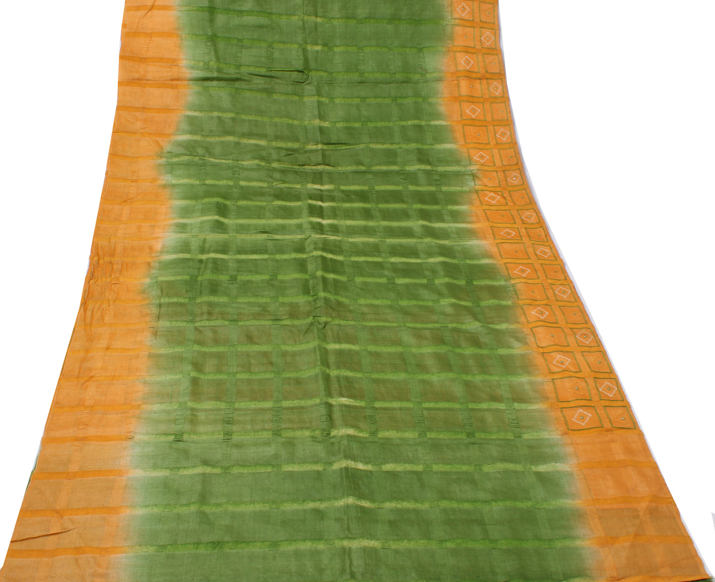 Sushila Vintage Green Saree 100% Pure Silk Embroidered Woven Sari 5 Yard Fabric