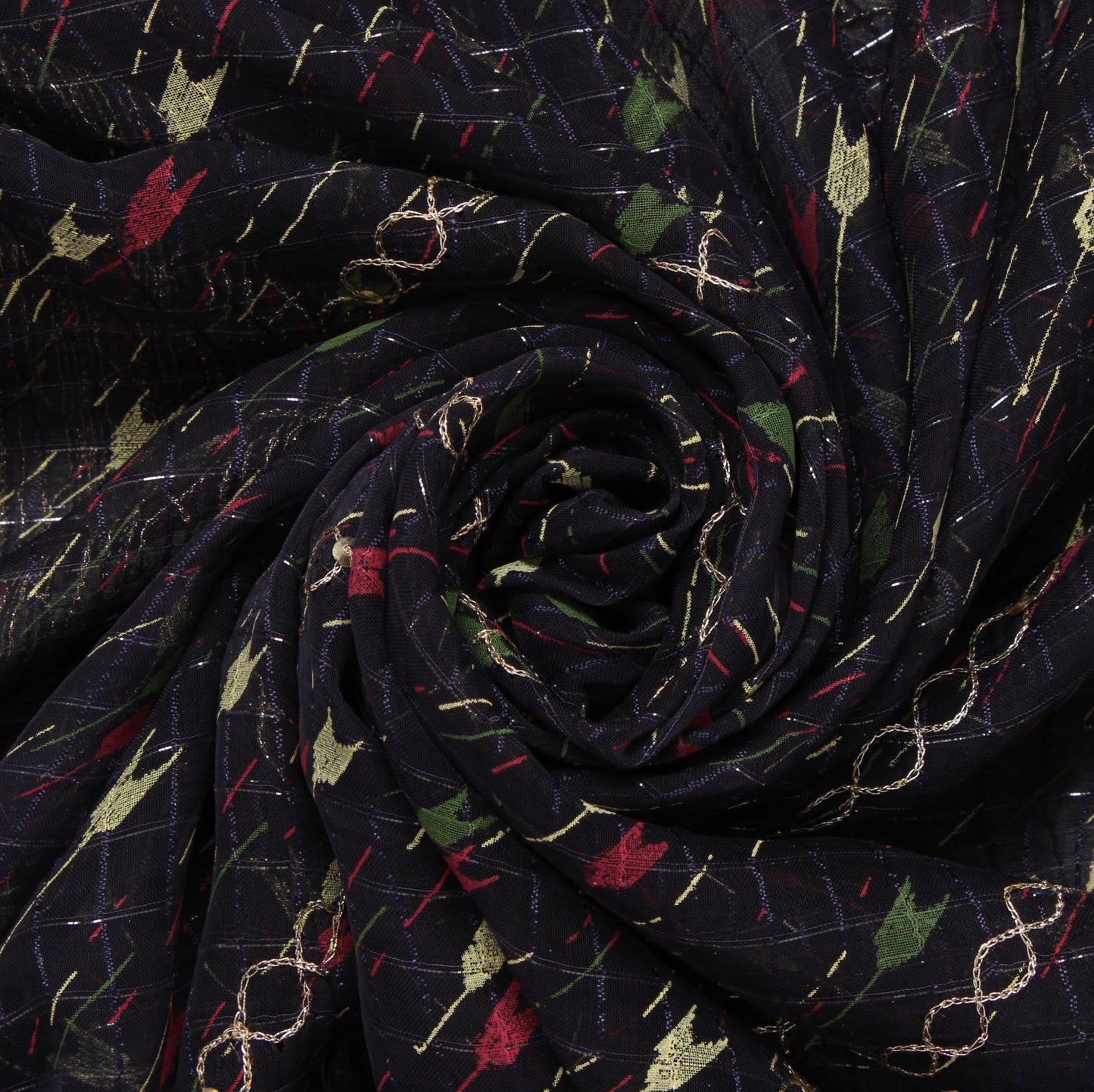 Sushila Vintage Blue Indian Sari Blend Silk Printed Aari Work Sari 5 Yard Fabric