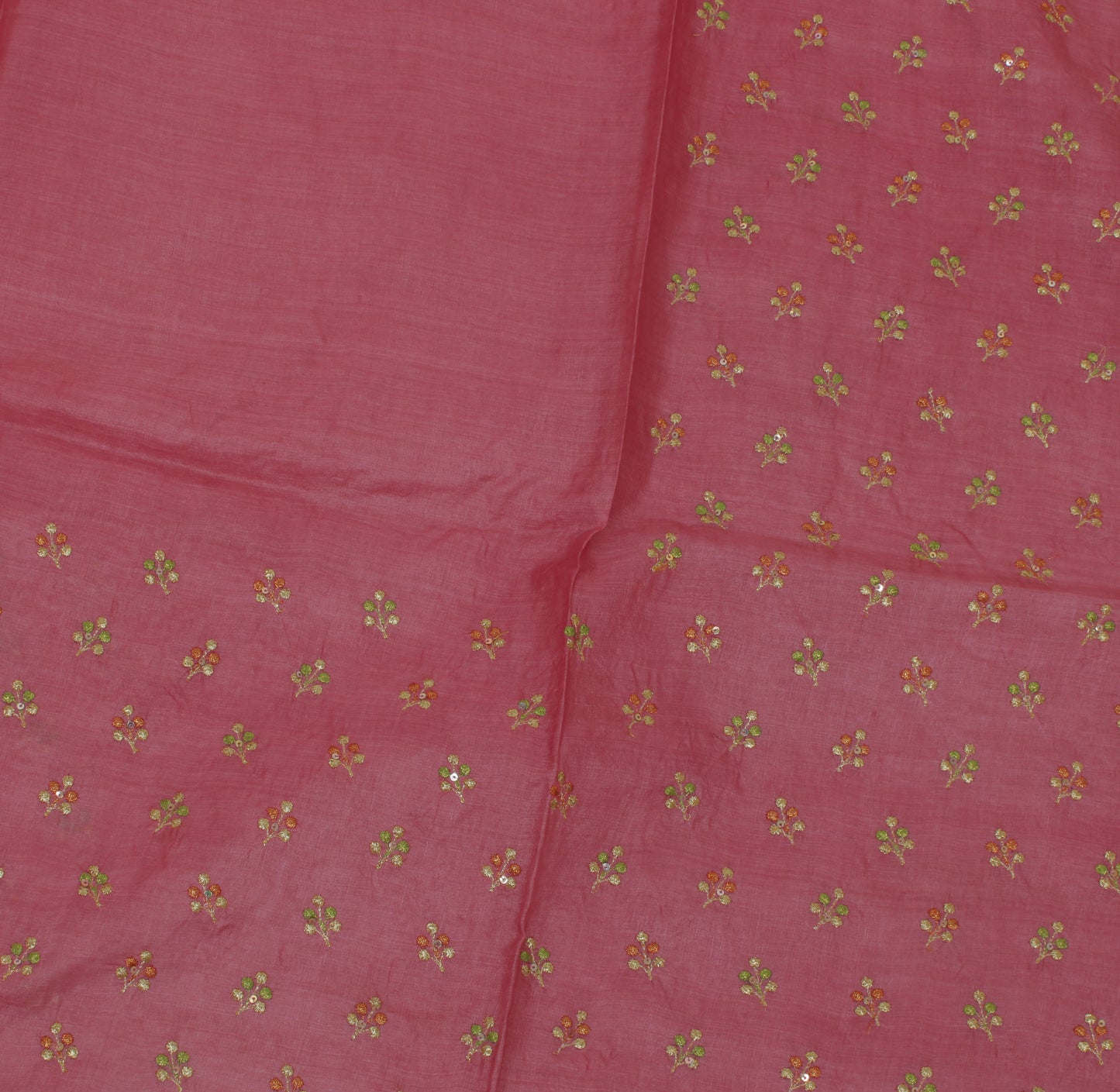 Sushila Vintage Pink Saree Pure Tussar Silk Embroidered Floral Sari Craft Fabric