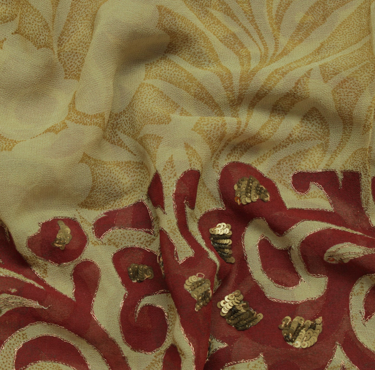 Sushila Vintage Green HEAVY Saree Pure Georgette Silk Printed Sari Craft 5 Yard Fabric