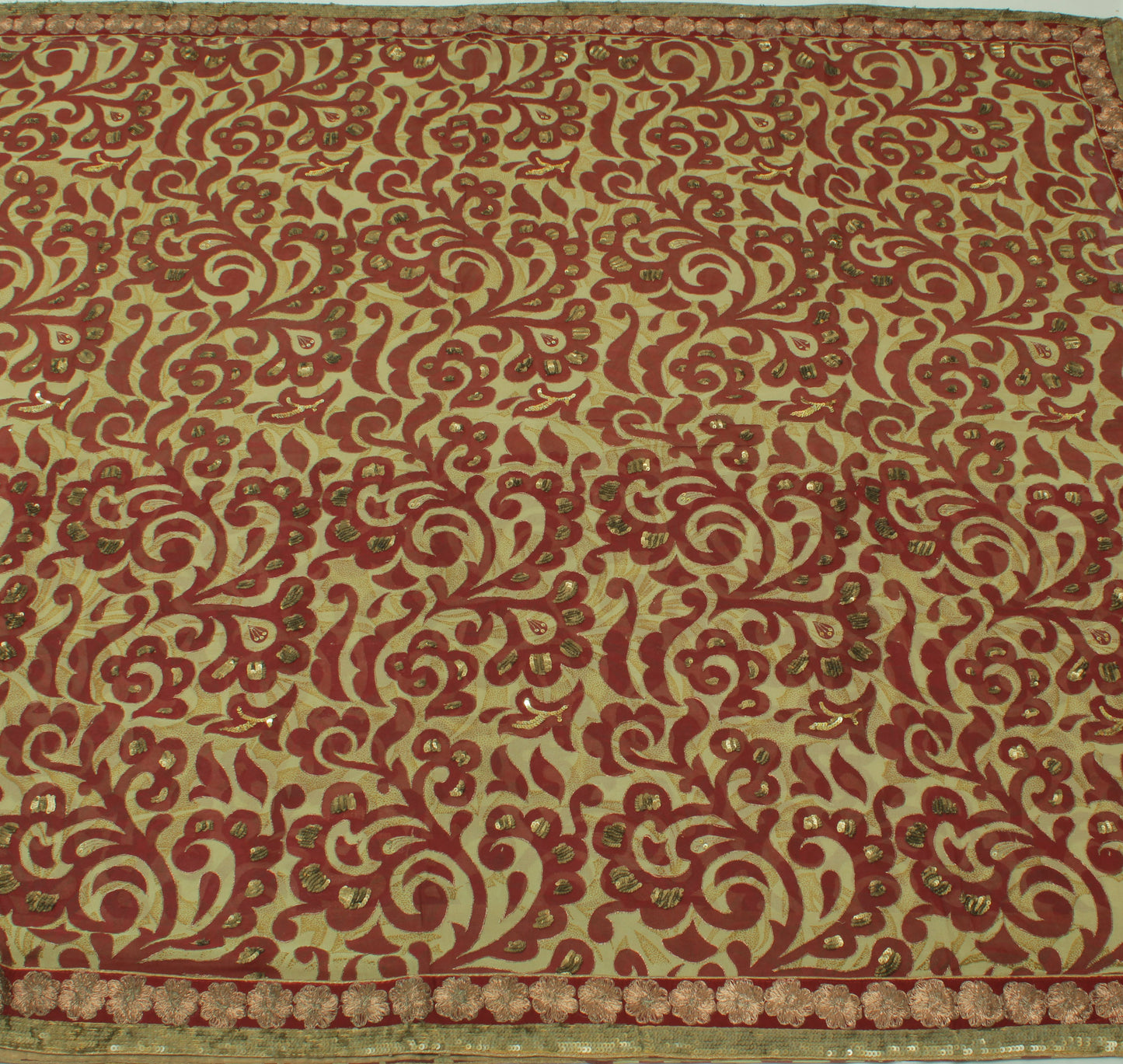 Sushila Vintage Green HEAVY Saree Pure Georgette Silk Printed Sari Craft 5 Yard Fabric