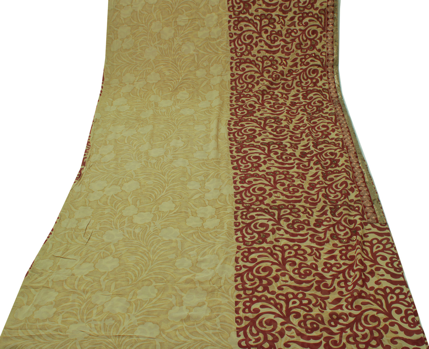 Sushila Vintage Green HEAVY Saree Pure Georgette Silk Printed Sari Craft 5 Yard Fabric