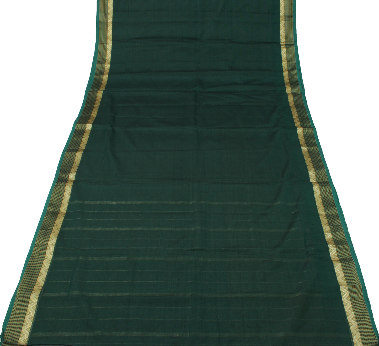 Sushila Vintage Green Indian Saree Blend Silk Woven Sari Craft 5 Yard Fabric