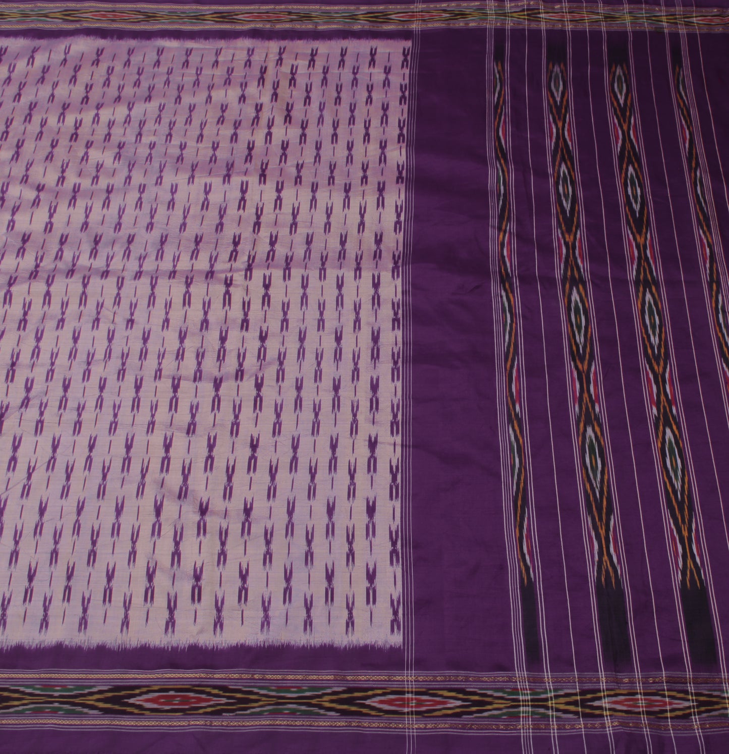 Sushila Vintage Saree 100% Pure Silk Hand Woven Ikat Patola Sari Craft Fabric