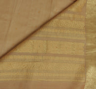Sushila Vintage Brown Indian Saree Pure Silk Woven Paisley Sari 5 Yard Fabric