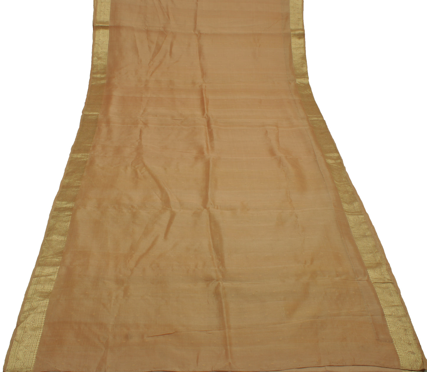 Sushila Vintage Brown Indian Saree Pure Silk Woven Paisley Sari 5 Yard Fabric