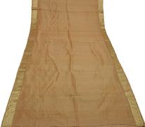 Sushila Vintage Brown Indian Saree Pure Silk Woven Paisley Sari 5 Yard Fabric