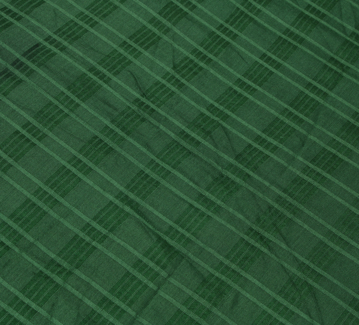 Sushila Vintage Green Indian Saree Blend Silk Woven Check Sari Craft Fabric