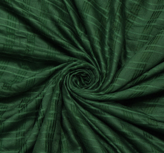Sushila Vintage Green Indian Saree Blend Silk Woven Check Sari Craft Fabric