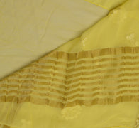 Sushila Vintage Lemon Saree Pure Chiffon Silk Embroidered Floral Sari Fabric