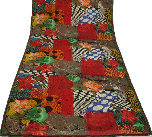 Sushila Vintage Multi-Color Sari Blend Georgette Silk Printed Floral Fabric