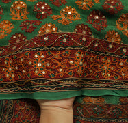 Sushila Vintage Green Saree Pure Georgette Silk Printed Embroidered Sari Fabric