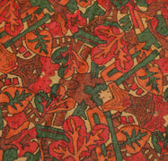 Sushila Vintage Brown Indian Saree Blend Silk Printed Abstract Sari Craft Fabric