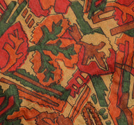 Sushila Vintage Brown Indian Saree Blend Silk Printed Abstract Sari Craft Fabric