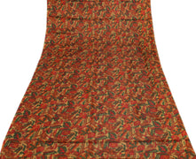 Sushila Vintage Brown Indian Saree Blend Silk Printed Abstract Sari Craft Fabric