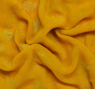 Sushila Vintage Mustard Sari Blend Georgette Silk Embroidered Floral Sari Fabric
