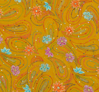 Sushila Vintage Mustard Sari Blend Georgette Silk Embroidered Floral Sari Fabric