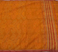 Sushila Vintage Mustard Indian Saree Pure Cotton Woven Sari 5 Yard 5 Yard Fabric