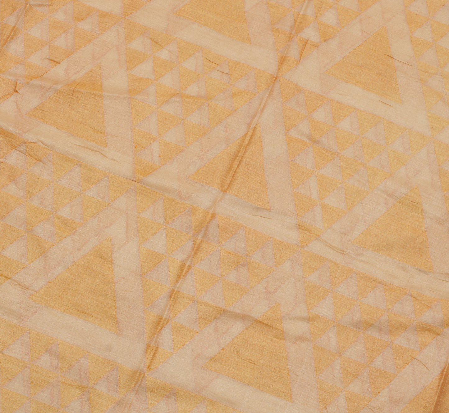 Sushila Vintage Cream Indian Saree  Pure Tussar Silk Woven Abstract Sari 5 Yard Fabric