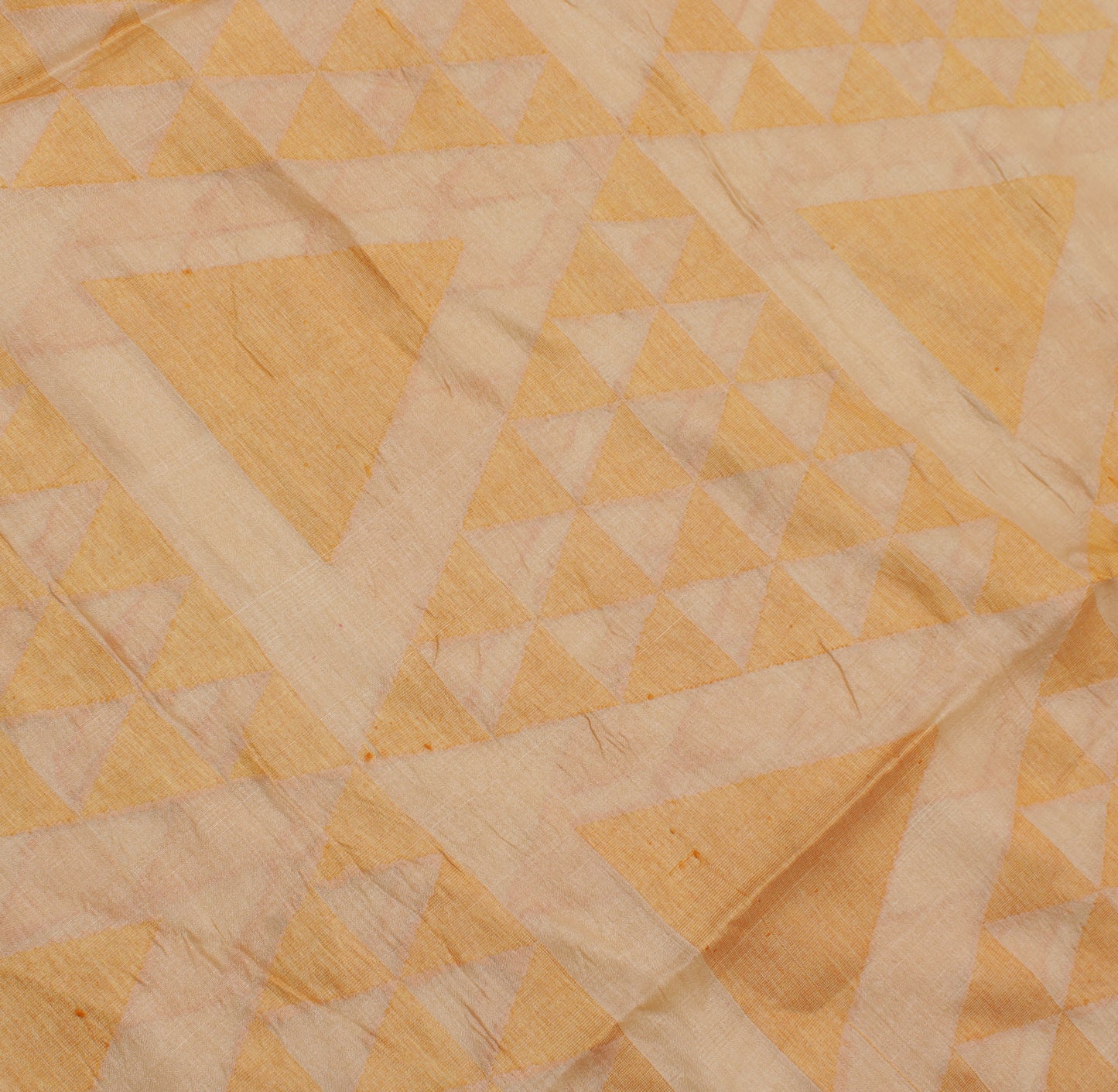Sushila Vintage Cream Indian Saree  Pure Tussar Silk Woven Abstract Sari 5 Yard Fabric