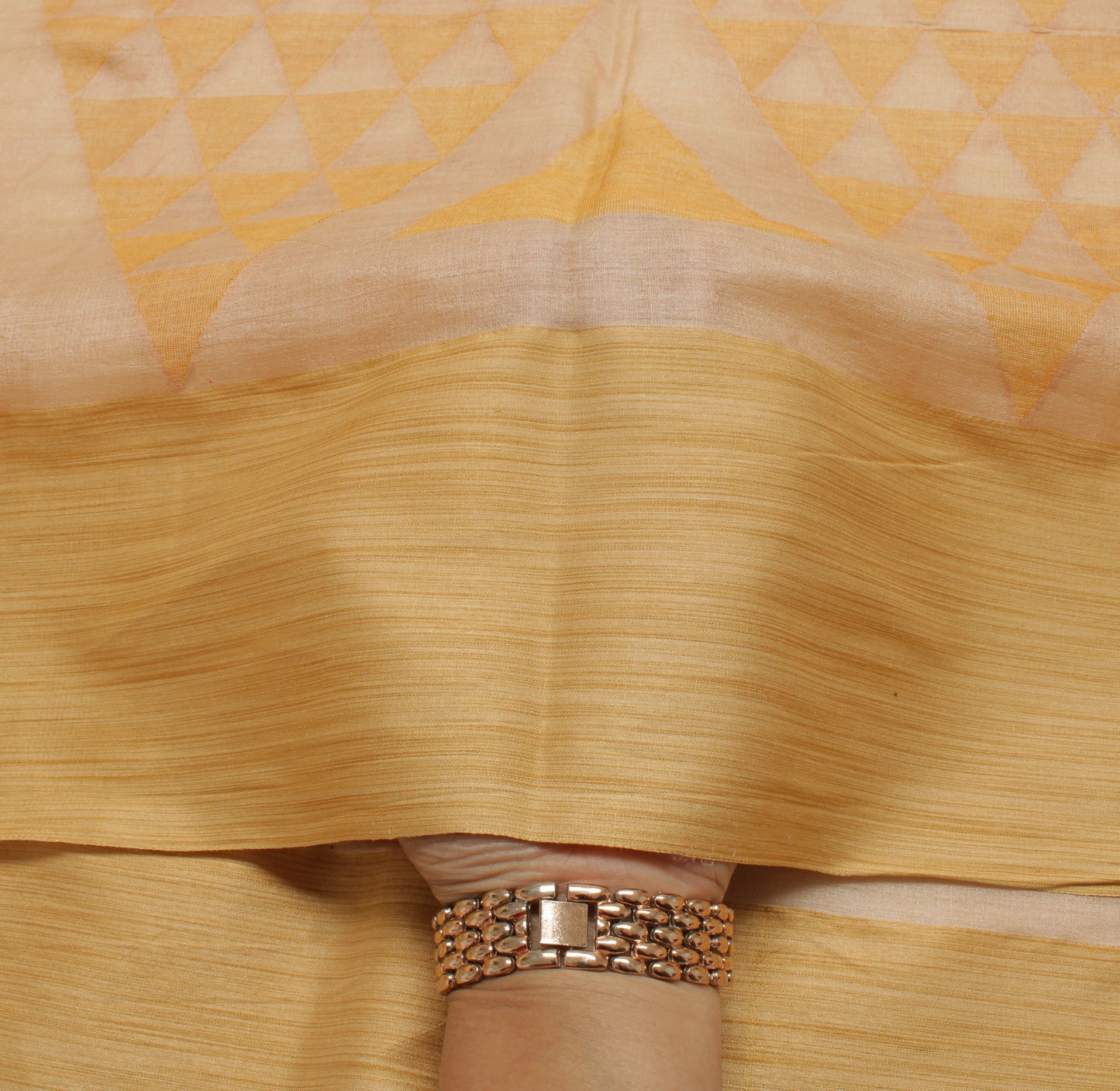 Sushila Vintage Cream Indian Saree  Pure Tussar Silk Woven Abstract Sari 5 Yard Fabric