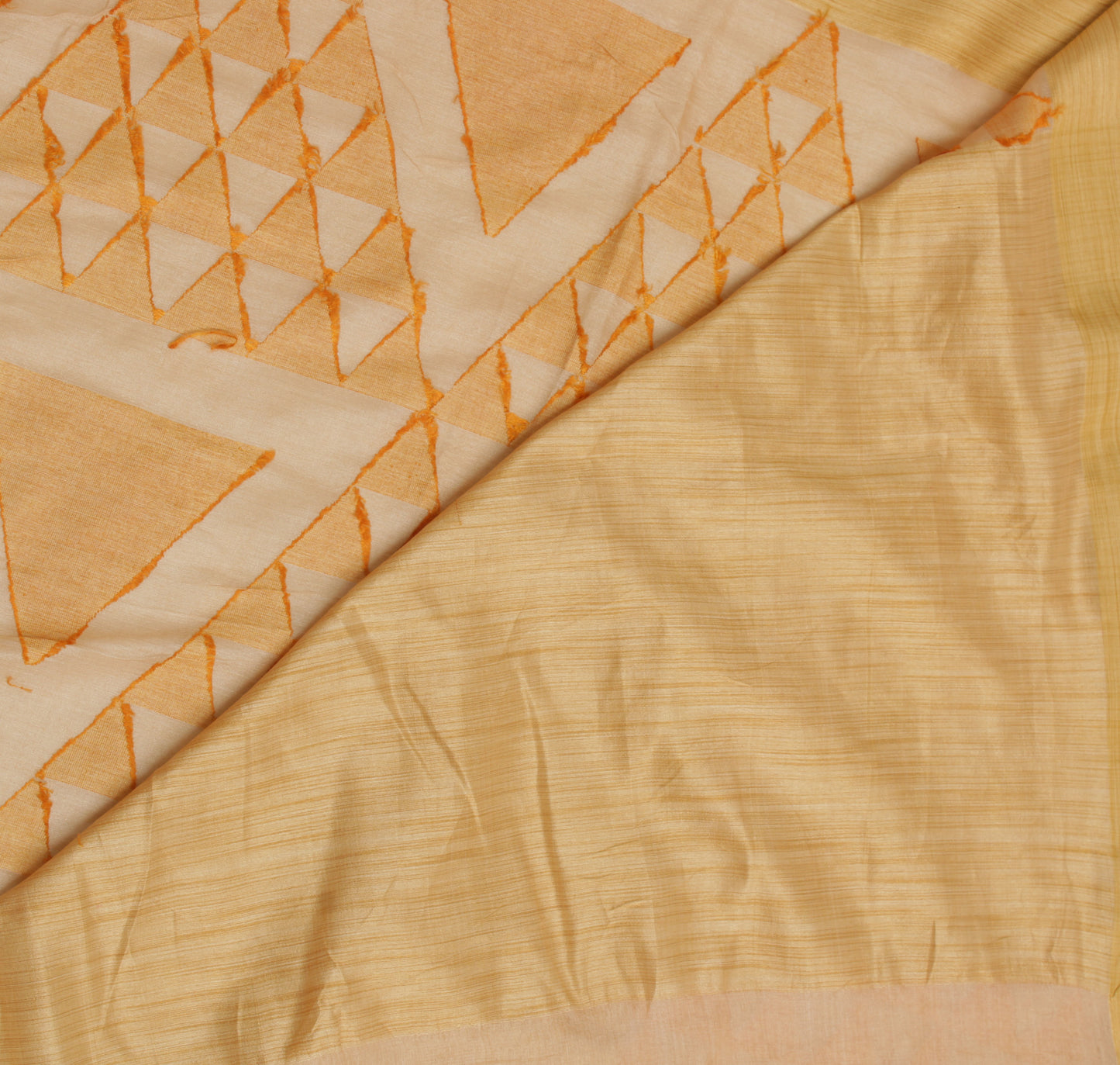 Sushila Vintage Cream Indian Saree  Pure Tussar Silk Woven Abstract Sari 5 Yard Fabric