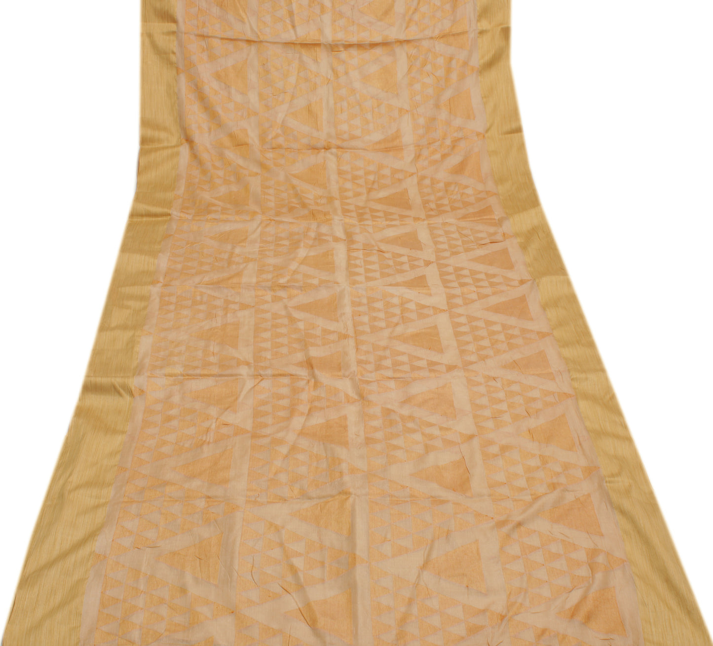 Sushila Vintage Cream Indian Saree  Pure Tussar Silk Woven Abstract Sari 5 Yard Fabric