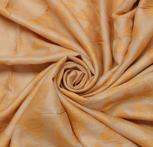 Sushila Vintage Cream Indian Saree  Pure Tussar Silk Woven Abstract Sari 5 Yard Fabric