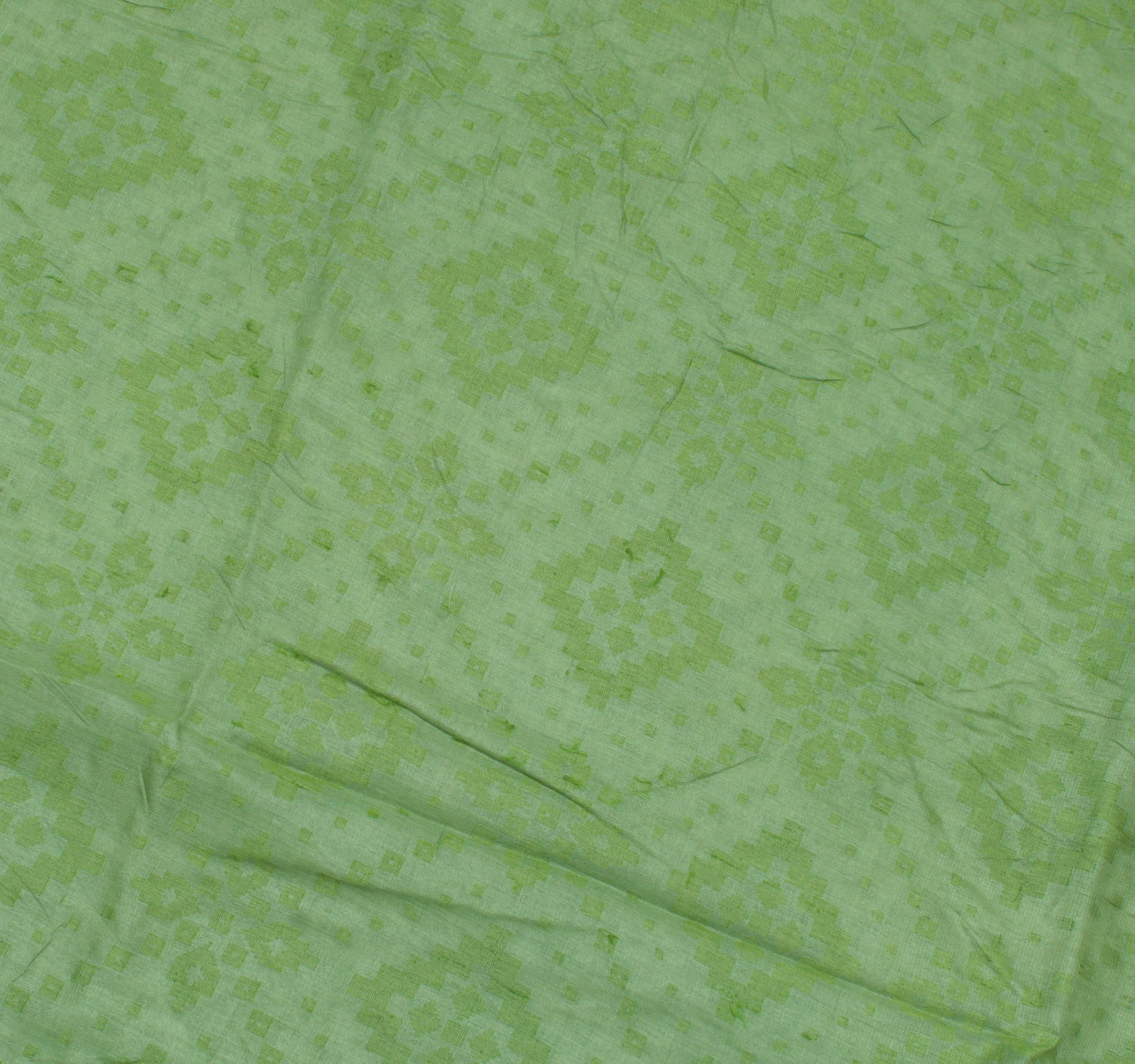 Sushila Vintage Green Saree Pure Tussar Silk Woven Abstract Sari 5 Yard Craft Fabric