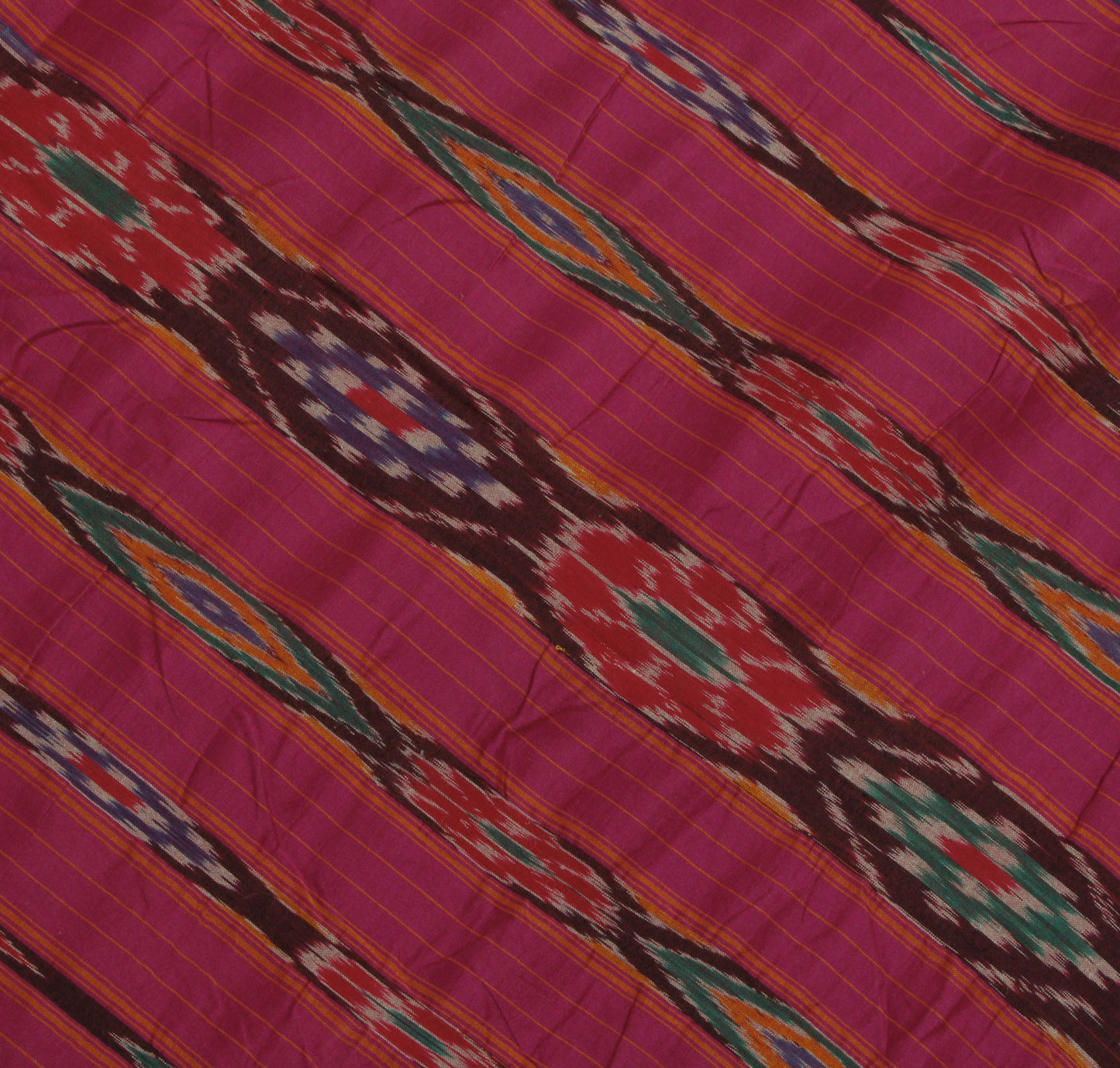 Sushila Vintage Brown Saree Pure Cotton Hand Woven Ikat Patola Sari Craft Fabric