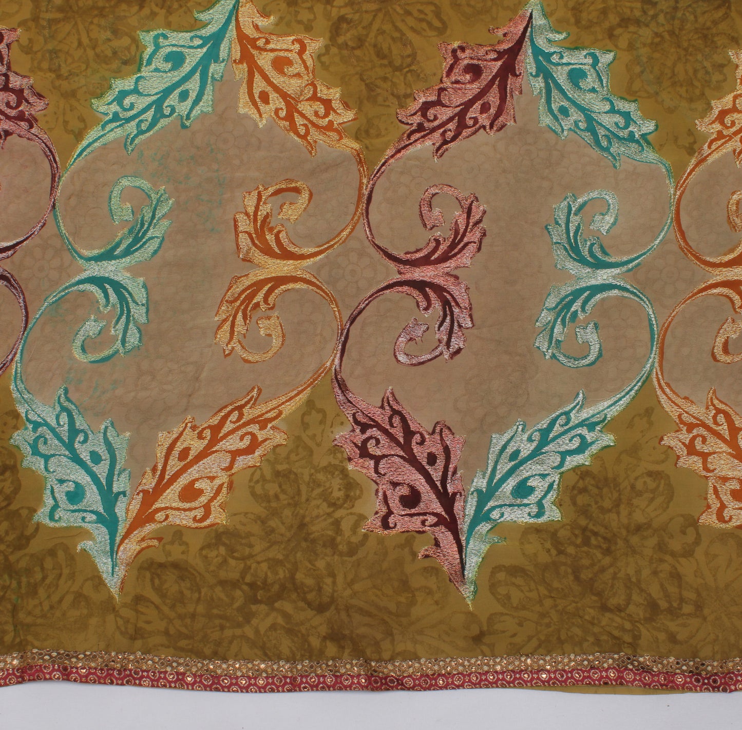 Sushila Vintage Green Saree 100% Pure Georgette Silk Printed Floral Sari Fabric