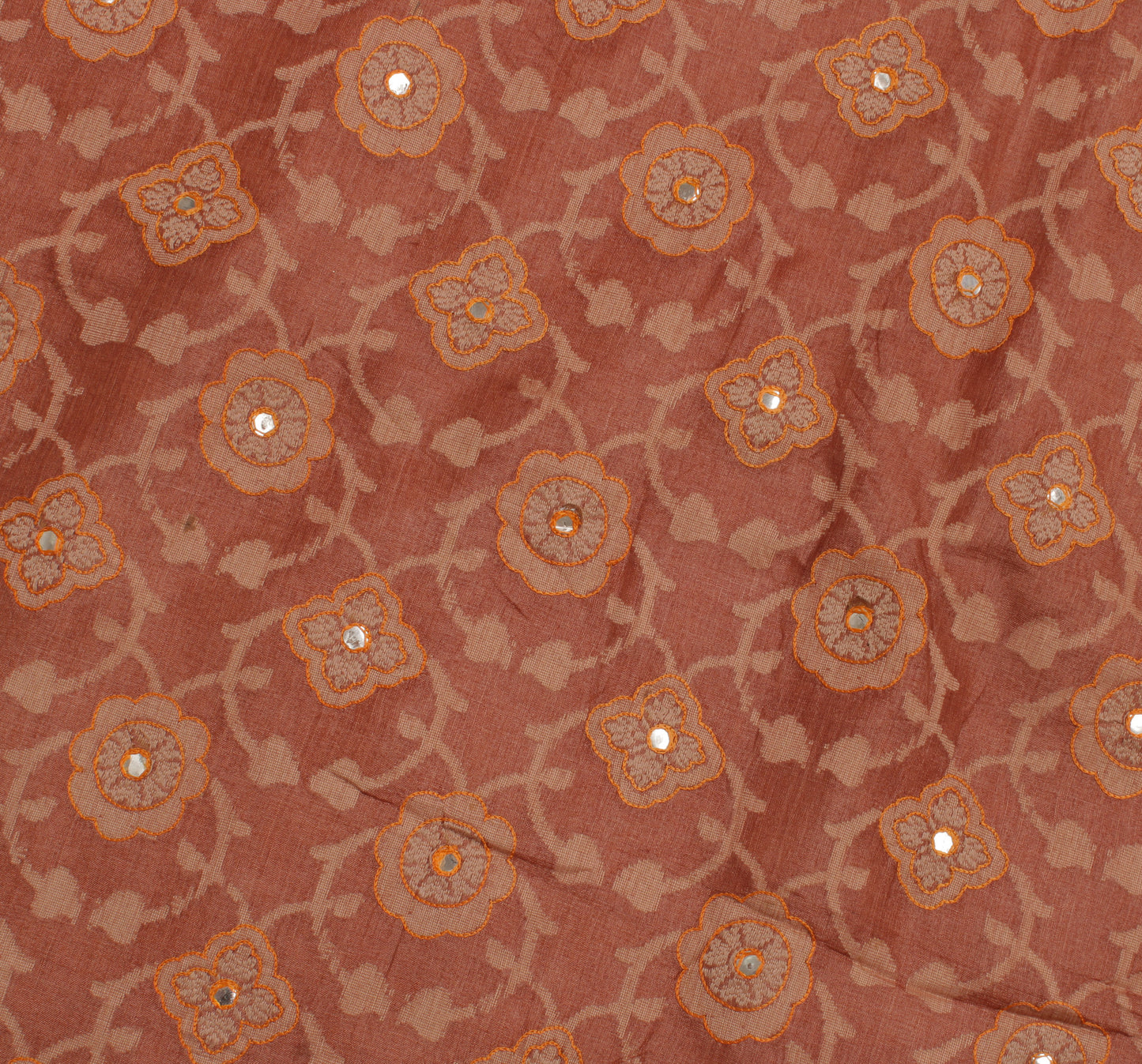 Sushila Vintage Peach Saree 100% Pure Silk All Over Woven Floral Sari Fabric