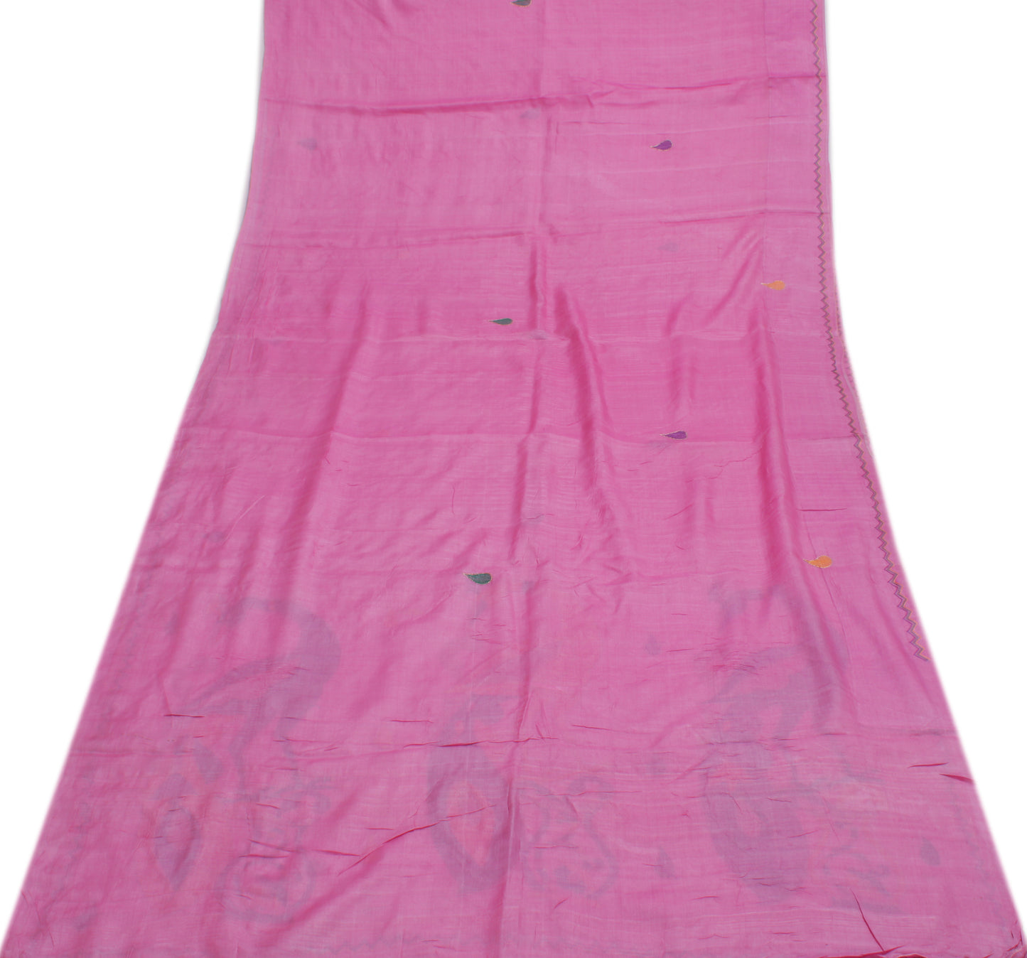Sushila Vintage Pink Indian Saree 100% Pure Silk Embroidered Pink Sari Fabric