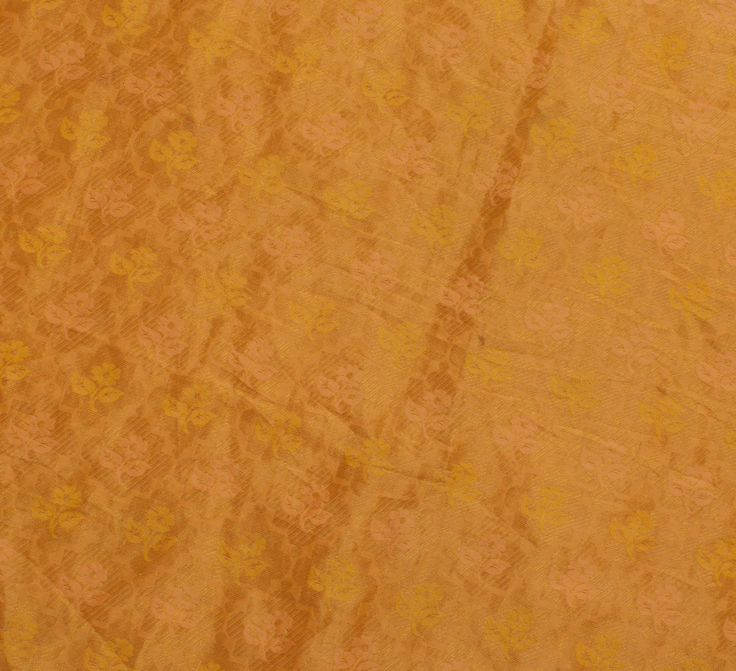 Sushila Vintage Peach Saree Pure Silk All Over Woven Floral Sari Craft Fabric
