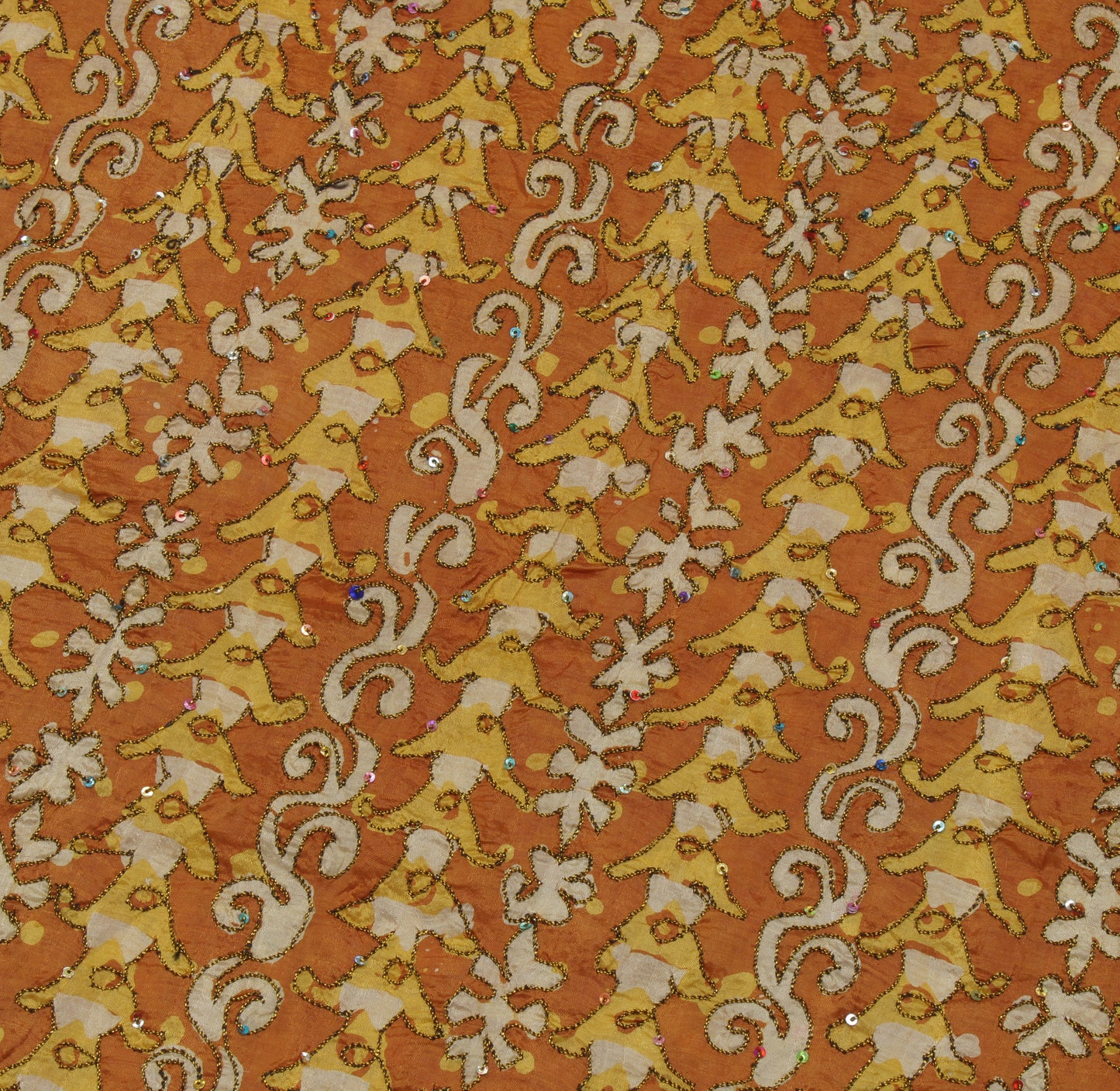 Sushila Vintage Brown Indian Saree 100% Pure Silk Printed Floral Sari Fabric