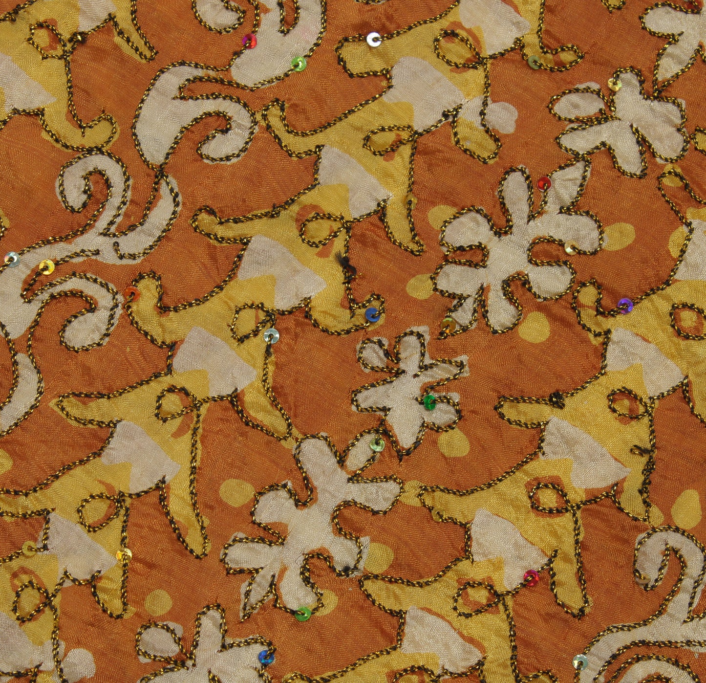 Sushila Vintage Brown Indian Saree 100% Pure Silk Printed Floral Sari Fabric