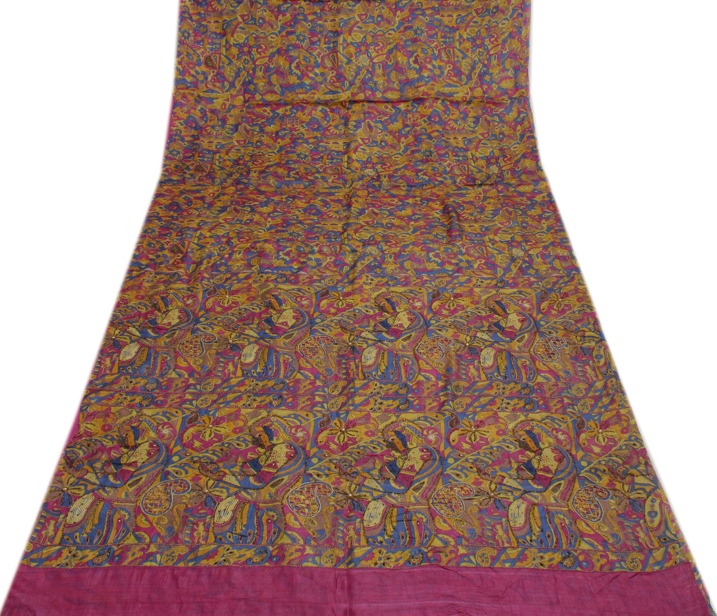 Sushila Vintage Multi-Color Saree 100% Pure Silk Printed Abstract Sari Fabric
