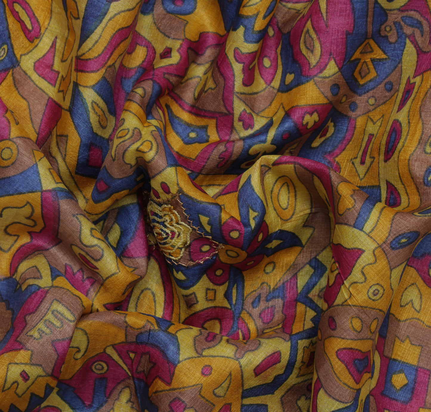 Sushila Vintage Multi-Color Saree 100% Pure Silk Printed Abstract Sari Fabric