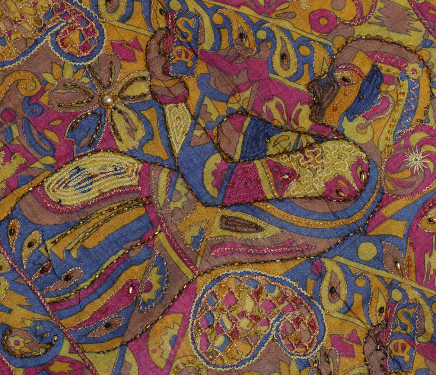 Sushila Vintage Multi-Color Saree 100% Pure Silk Printed Abstract Sari Fabric