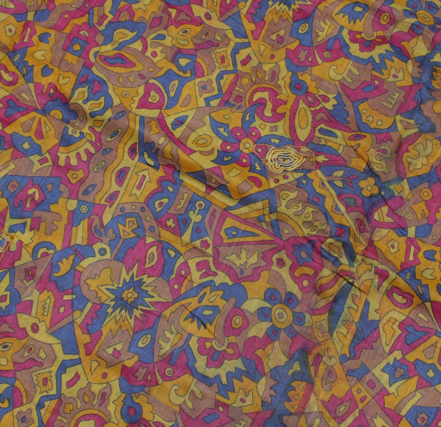 Sushila Vintage Multi-Color Saree 100% Pure Silk Printed Abstract Sari Fabric