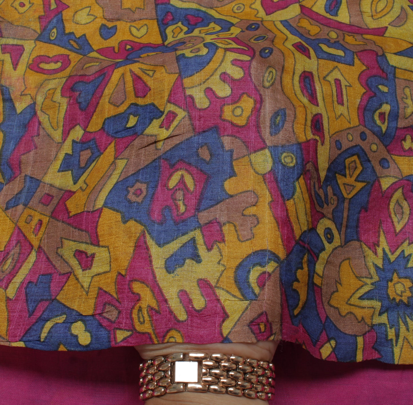 Sushila Vintage Multi-Color Saree 100% Pure Silk Printed Abstract Sari Fabric