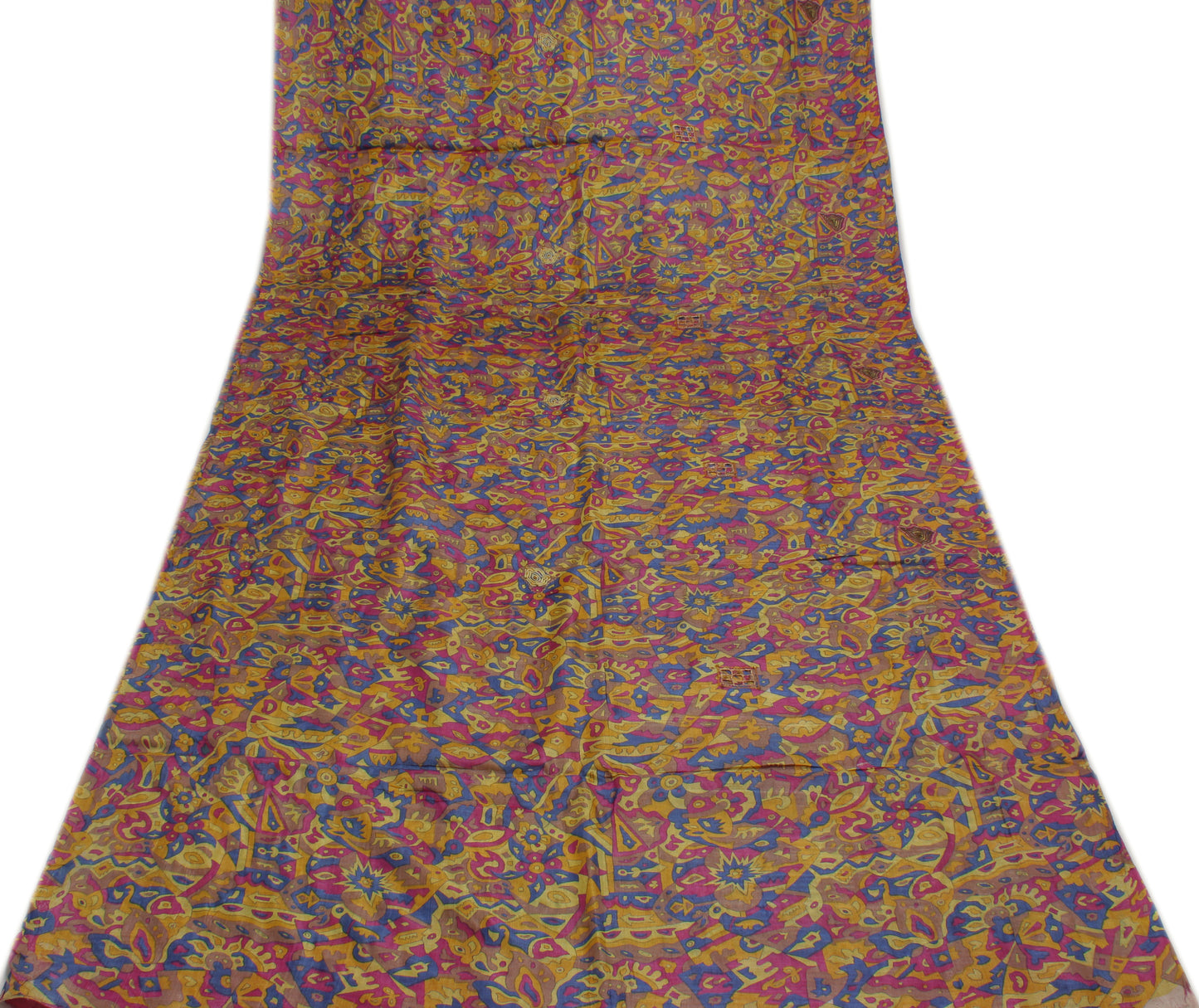 Sushila Vintage Multi-Color Saree 100% Pure Silk Printed Abstract Sari Fabric