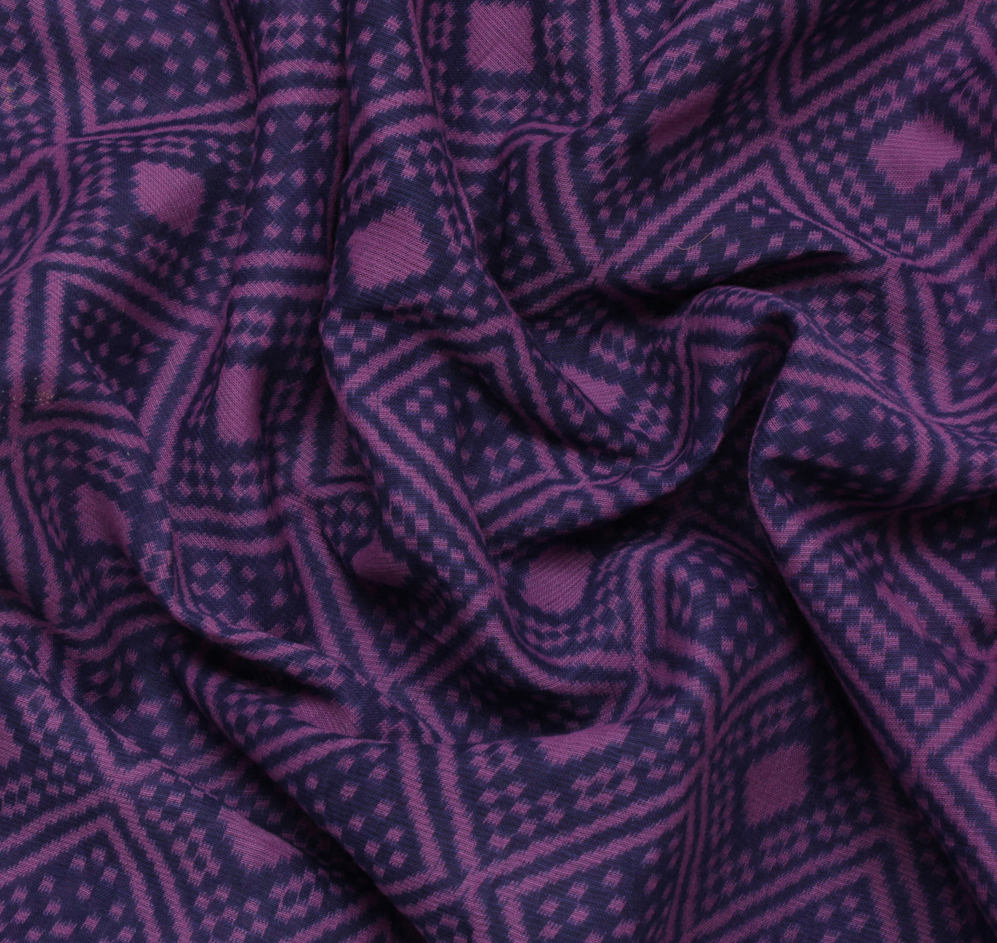 Sushila Vintage Purple Indian Saree Pure Cotton Printed Abstract Sari Fabric