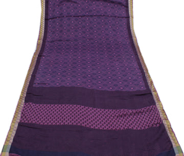 Sushila Vintage Purple Indian Saree Pure Cotton Printed Abstract Sari Fabric