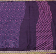 Sushila Vintage Purple Indian Saree Pure Cotton Printed Abstract Sari Fabric