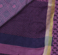 Sushila Vintage Purple Indian Saree Pure Cotton Printed Abstract Sari Fabric
